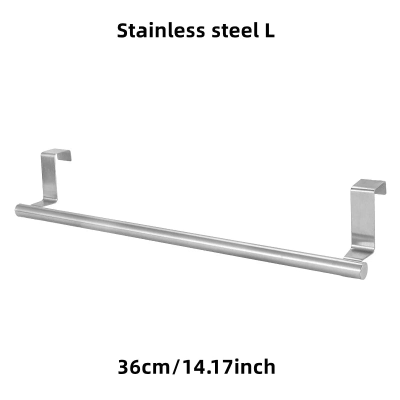 1/2Pcs Towel Rack Over Door Towel Bar Hanging Holder Stainless Steel Bathroom Kitchen Cabinet White Black Towel Rag Shelf Hanger