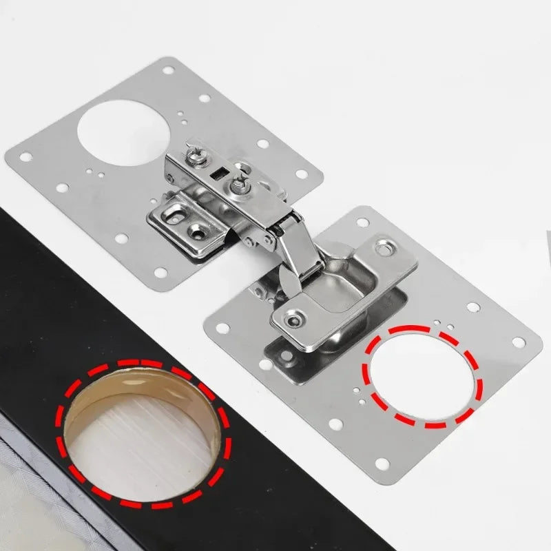 Cabinet Hinge Repair Plate Kit Kitchen Cupboard Door Hinge Mounting Plate With Holes Flat Fixing Brace Brackets Household Tools