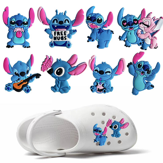 Hot Toys Disney Stitch Shoe Charms PVC Cartoon Shoes Accessories Decorations Buckle Fit Clog Sandal Garden Shoe Kids Gifts
