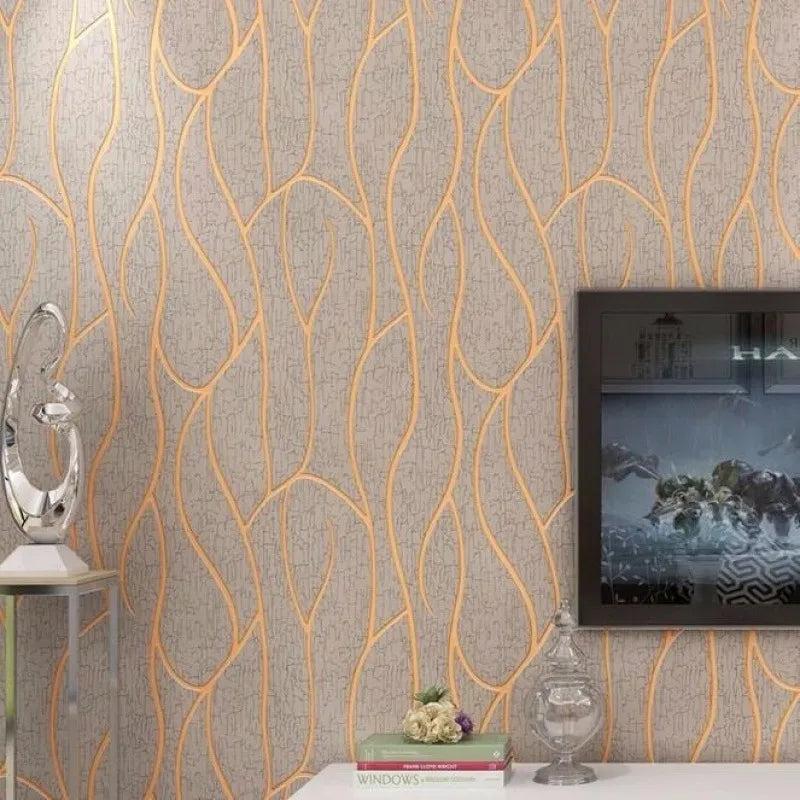 53cm minimalist modern European style non-woven wallpaper  3D curved stripe decoration  room background wall sticker