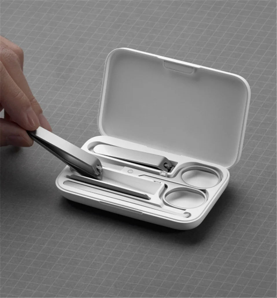 XIAOMI Mijia nail clipper five-piece set white high-quality stainless steel magnetic absorption simple five-piece set portable