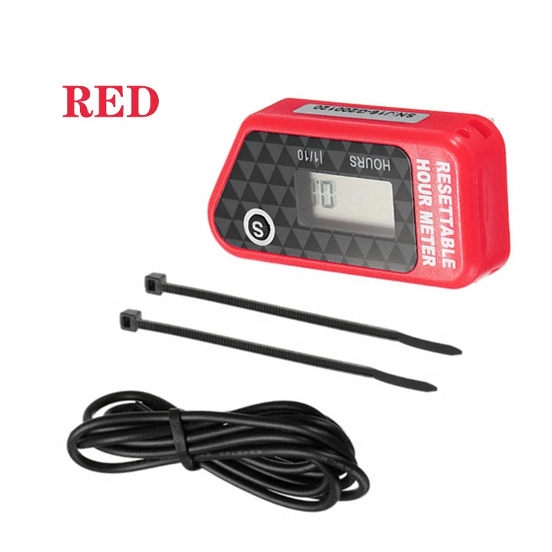 Timer Waterproof LCD Timer Counter Black / Red For Motorcycle/ATV/Powerboat/Law Mower Maintenance Reminder