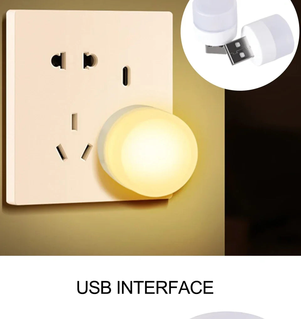 10pcs USB Plug LED Reading Lamps Eye Protection round Light for Computer Mobile Power Small Book Night Light