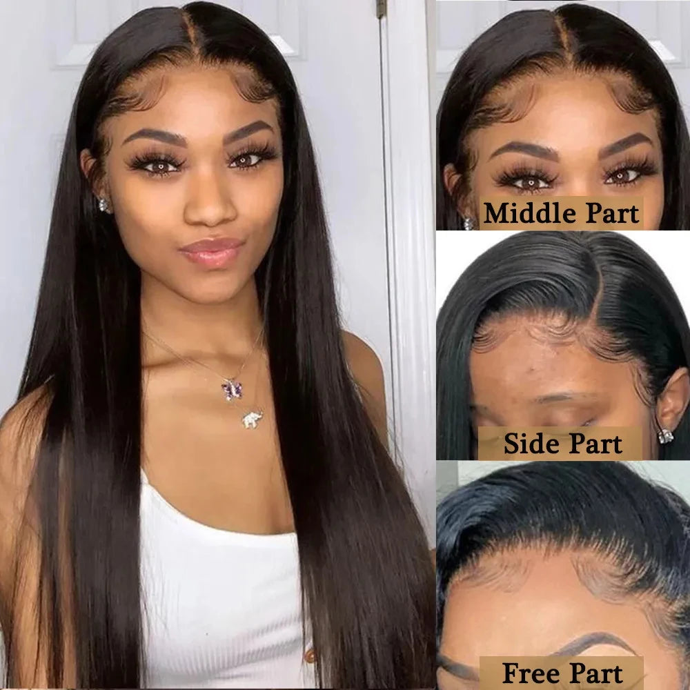 Bone Straight 38 Inch 13x4 Lace Front Wig Human Hair Wigs 250Densit HD Transparent Lace 13x6 Brazilian Human Hair Wigs For Women