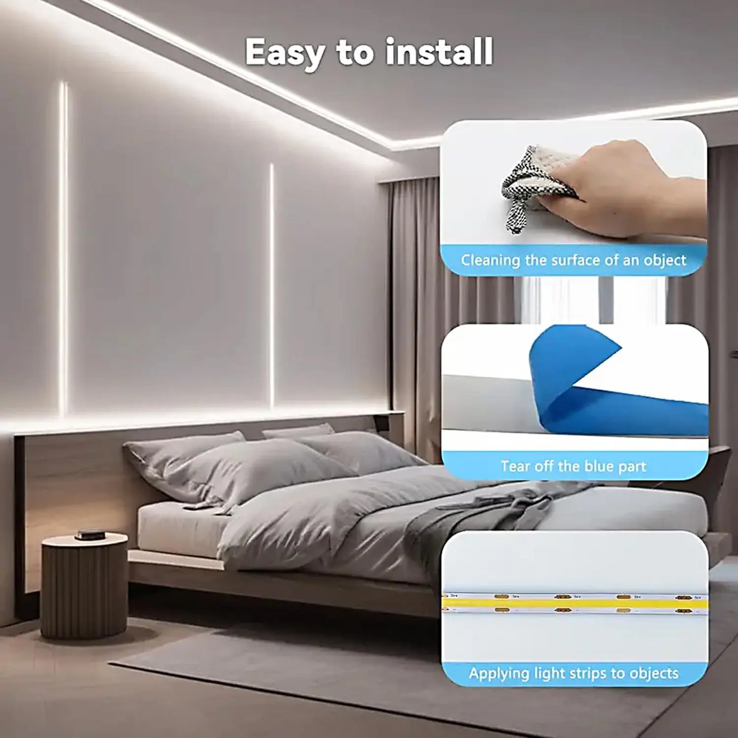 1M-5M USB LED Strip Light 5V 320LEDs/M COB Touch Sensor Dimmable Lamp Tape DIY TV Mirror Backlight Kitchen Room Night Lighting