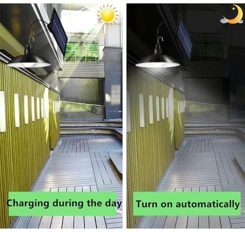 2/1 Head Solar Pendant Light Remote Outdoor Lamp Waterproof Power Garden Chandelier Indoor Garden Yard Shed Barn LED with Remote