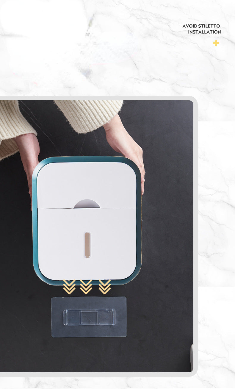 Punch-free Toilet Paper Holder Box Waterproof Tissue Storage Box  Bathroom Rack Wall Mounted Kitchen Bathroom Storage Holder