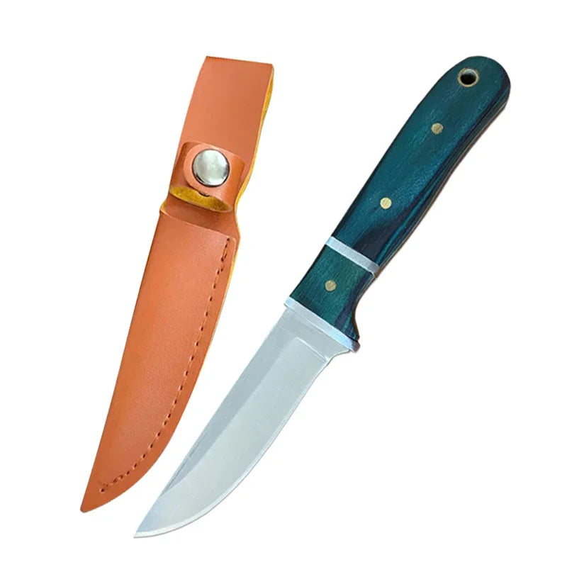 Barbecue Knife Can Open Bottle Cleaver Meat Fruit Vegetables Utility Boning Knife Kitchen Chef  Knives Wooden Handle With Sheath