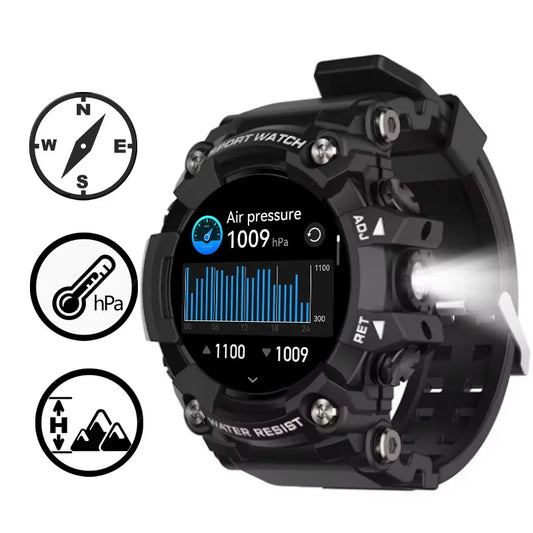 T6plus Compass Altitude Air Pressure Smart Watch  100+ Sport Mode Fitness Tracker Outdoor Military Smartwatch