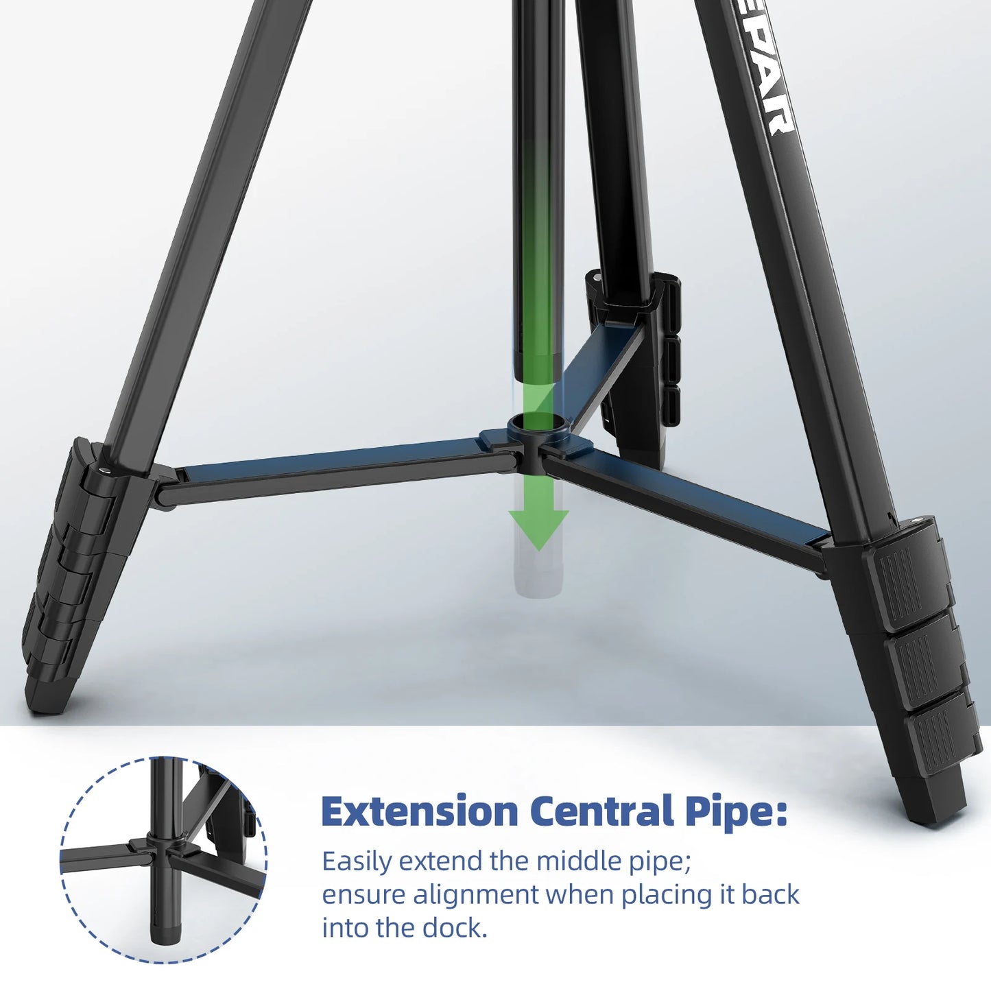 Huepar Multifunction Laser Level Tripod 1.52M With 360° Rotation Pan Head & Level Bubble Adjustable Stand For Laser Meter,Camera