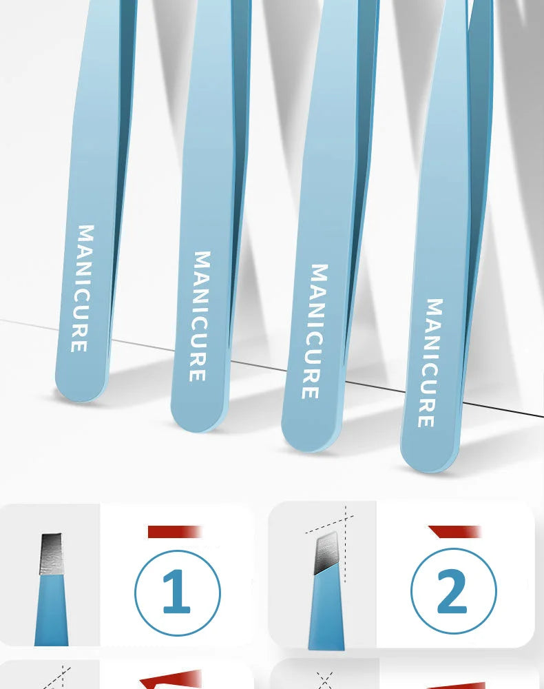 Stainless Steel Slanted Eye Brow Clips Eyelashes Removal Makeup Tools Eyebrow Tweezer Colorful Hair Beauty Fine Hairs Puller