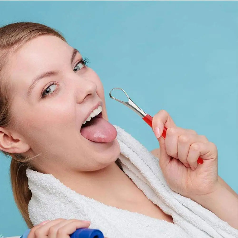 Stainless Steel Tongue Scraper Cleaner Adult Surgical Grade Eliminate Bad Breath Metal Tongue Scarper Brush Dental Scrapper Tool