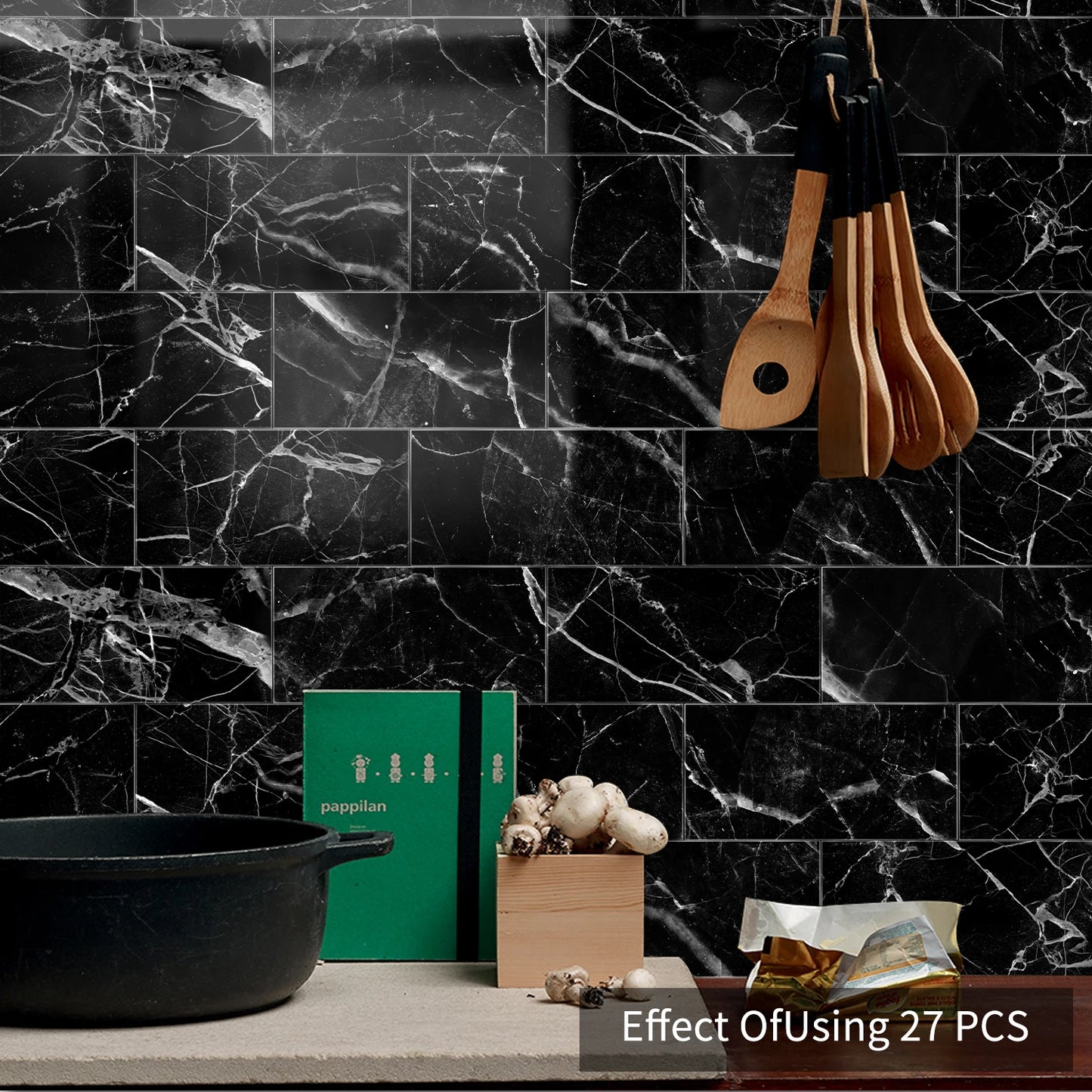 Marble Pattern Wall Sticker, 16/32/64pcs Peel & StickWall Decal, Waterproof Decorative Sticker For Home