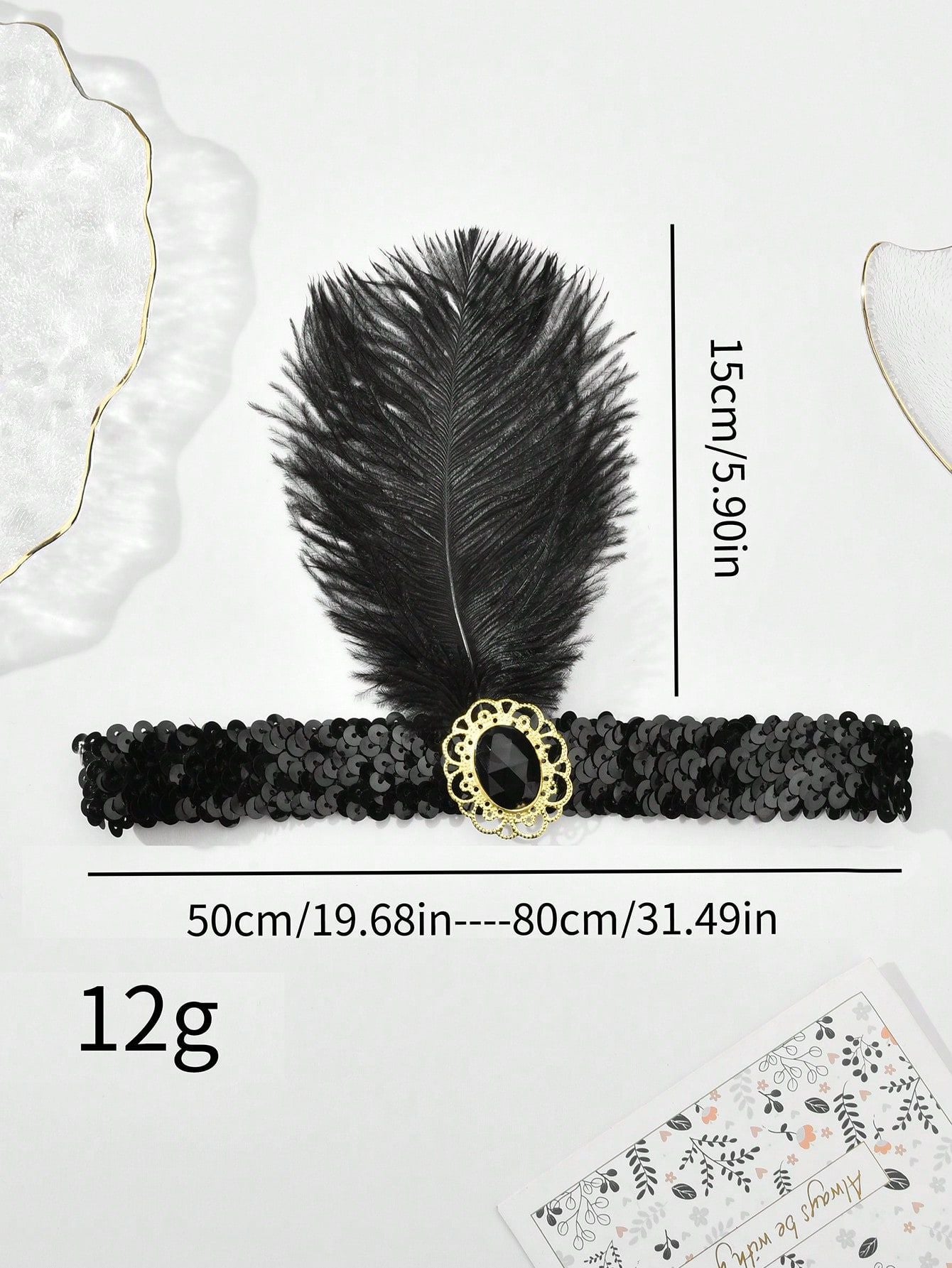Headband 1920s Makeup Ball Decoration Feather Headband Gatsby Single Party Ladies Headwear Dress Up Feather Headband