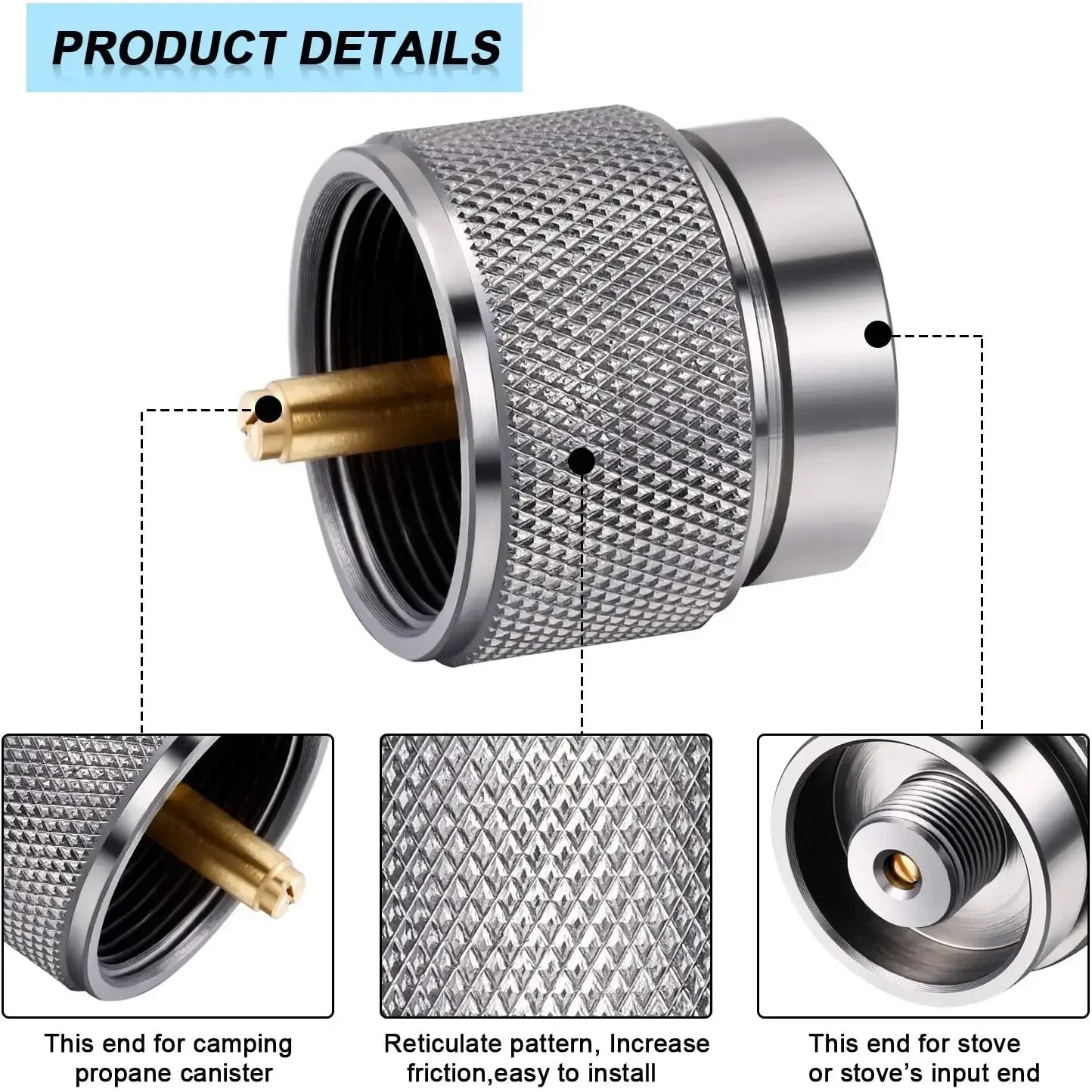 Propane Adapter Camping Gas Stove Adapter Converter Propane Valve Cylinder Canister Adapter for Outdoor Camping Gas Tank