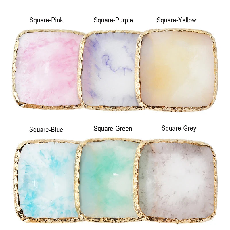 Natural Resin Stone Luxury Nail Art Palette Mix Color Drawing Pallet Gel Polish Display False Nail Tips Shelf DIY Manicure Tools