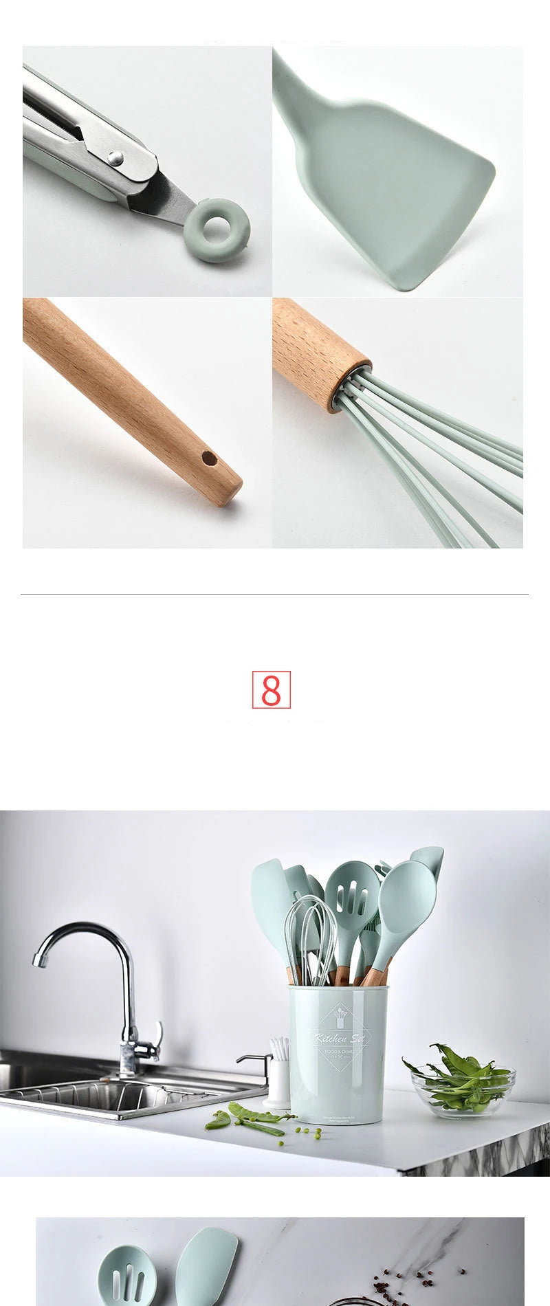 Heat Resistant Silicone Kitchenware Cooking Utensils Set Kitchen Non-Stick Cooking Utensils Baking Tools With Storage Box Tools