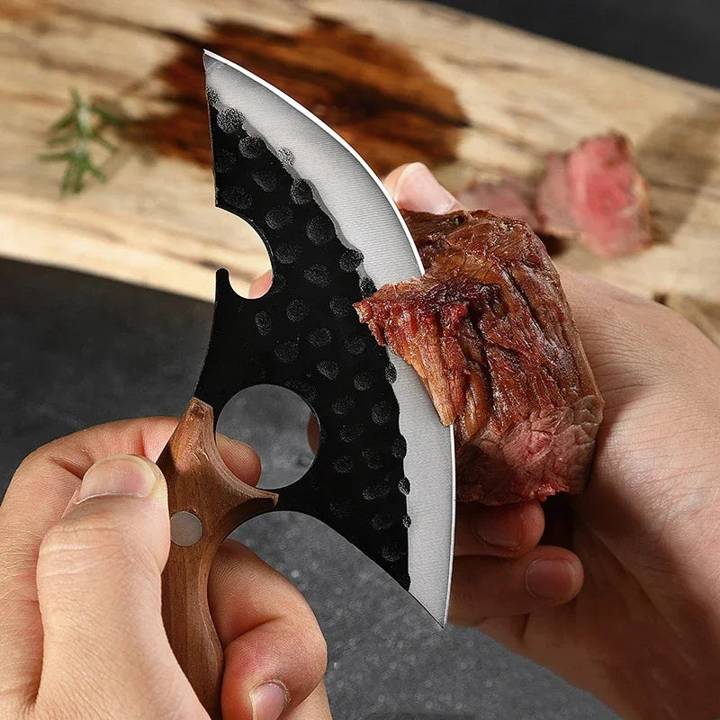 Barbecue Knife Can Open Bottle Cleaver Meat Fruit Vegetables Utility Boning Knife Kitchen Chef  Knives Wooden Handle With Sheath