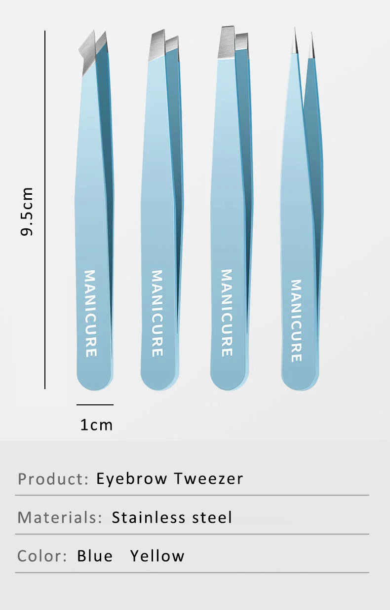 Stainless Steel Slanted Eye Brow Clips Eyelashes Removal Makeup Tools Eyebrow Tweezer Colorful Hair Beauty Fine Hairs Puller