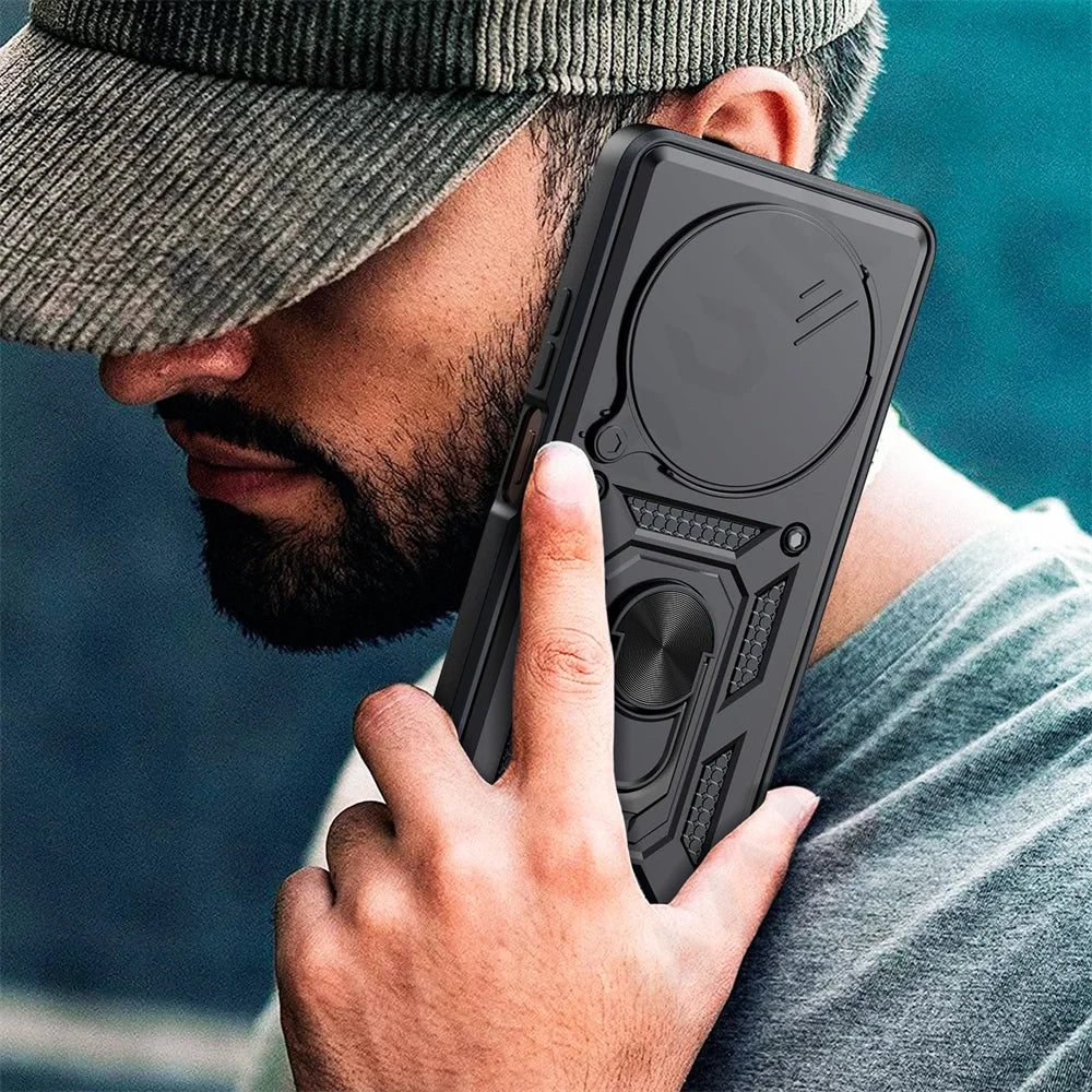Case for OPPO Realme 13 12 Pro Plus Reno 12 Pro 12F Camera Lens Phone Case Ring Stand Armor TPU Antill Silicone Rotate Cover