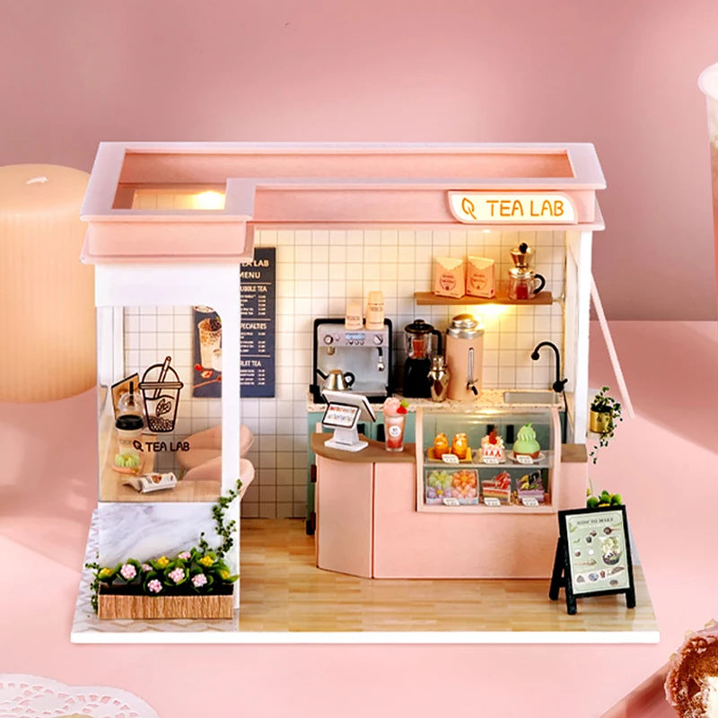 Wooden Miniature Doll House DIY Small House Kit 3D Puzzle Assemble Building Model Home Bedroom Decoration With Furniture Gifts