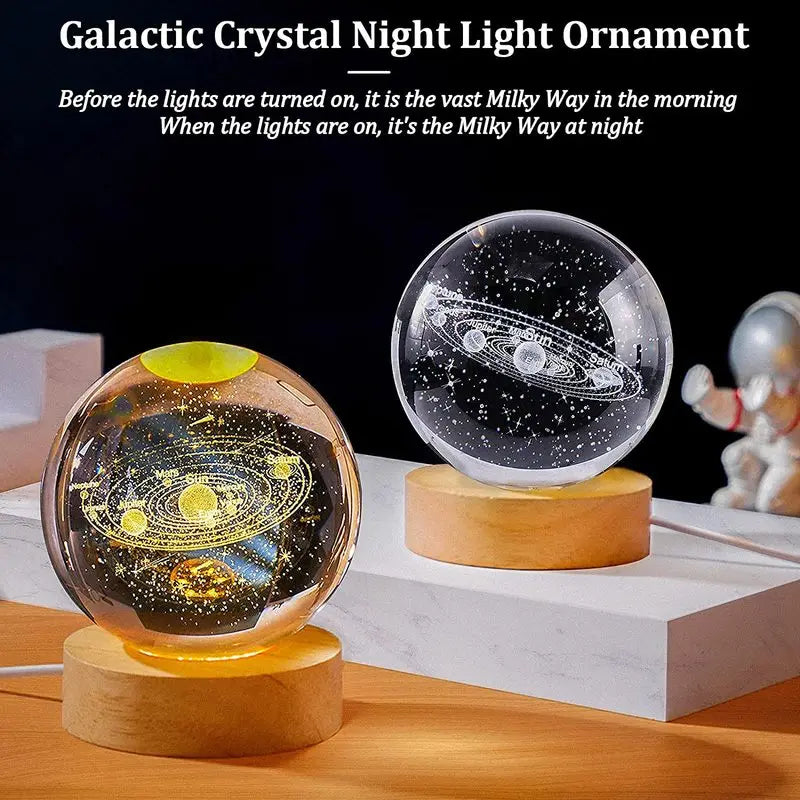 USB LED night light, Galaxy Crystal Ball lamp, 3D planet moon lamp, home decoration
