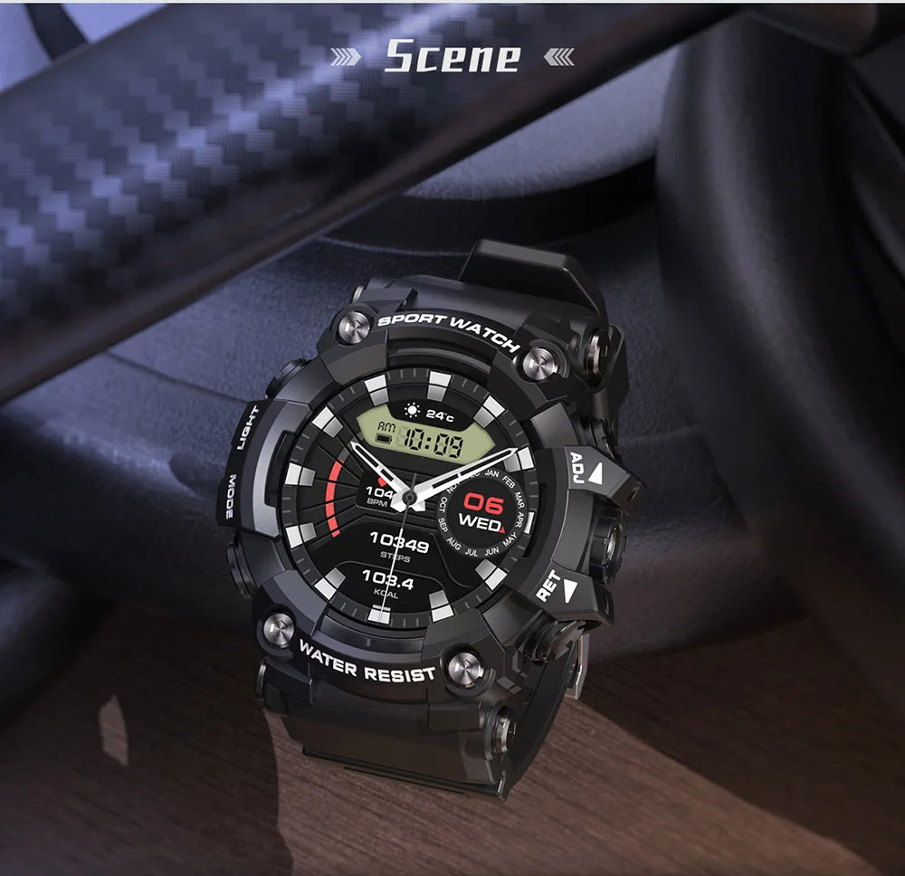 T6plus Compass Altitude Air Pressure Smart Watch  100+ Sport Mode Fitness Tracker Outdoor Military Smartwatch