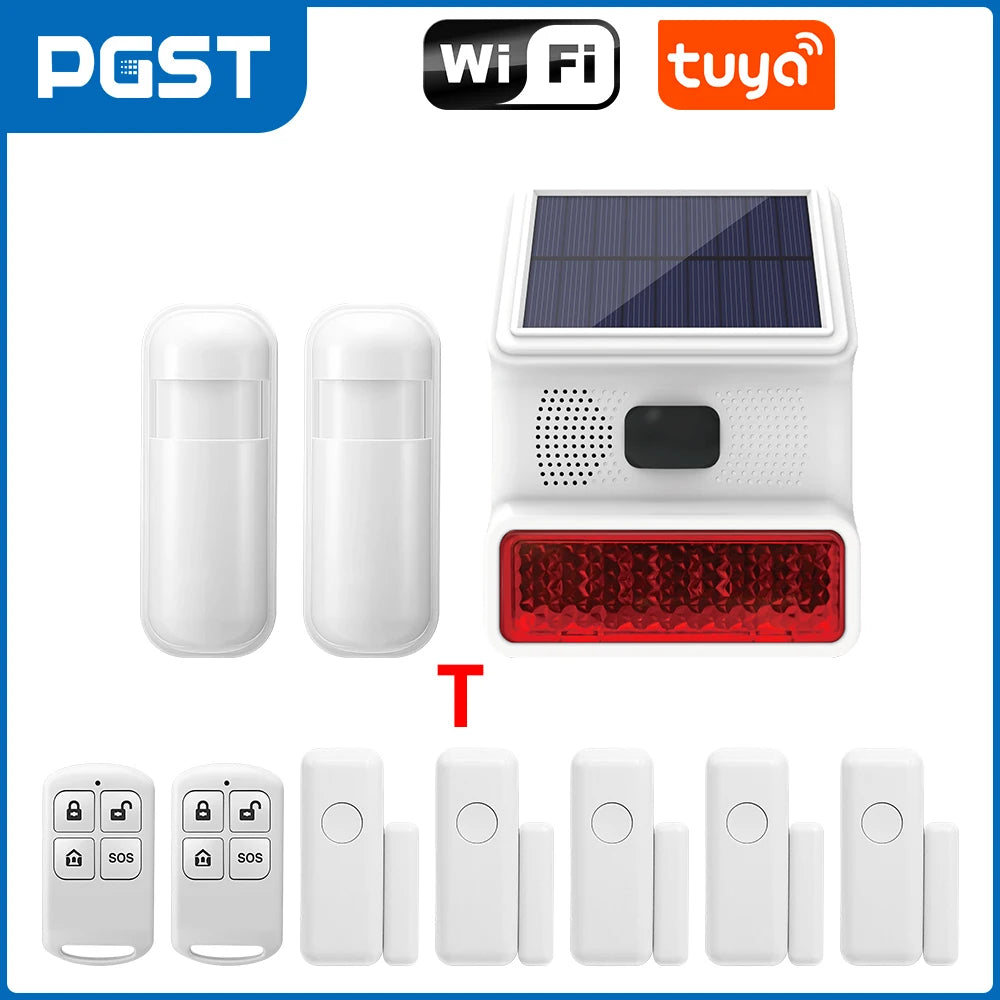 433MHz Solar Outdoor Waterproof Siren with LED Flashing Light Function as Home Garage Shed Alarm System