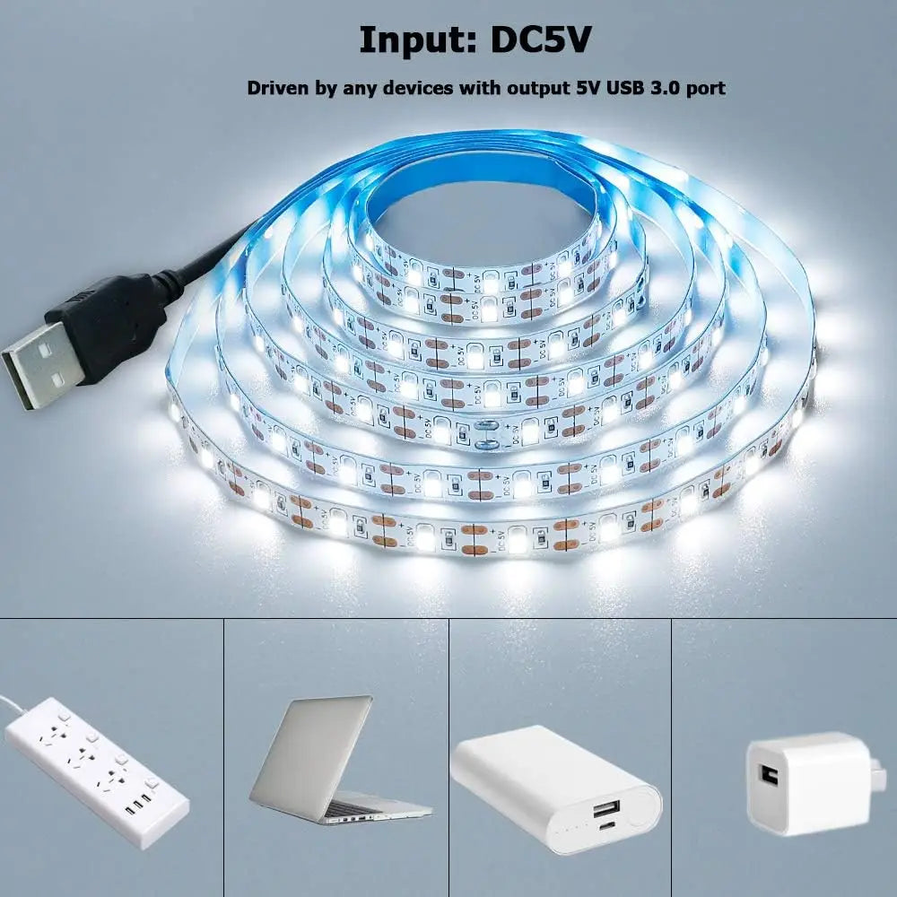 DC 5V USB LED Strips 2835 White Warm White Led Strip Light TV Background Lighting Tape Home Decor Lamp 1M 2M 3M 4M 5M led strip