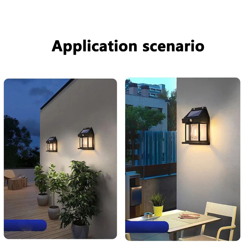 Outdoor Solar Tungsten Wall Light with Motion Sensor IP65 Waterproof LED Safety Light for Patio Outdoor Deck Porch Barn Balcony