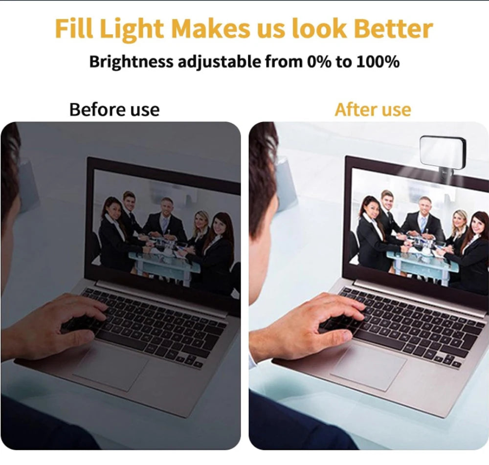 New Portable Mini Selfie Fill Light Rechargeable 3 Modes Adjustable Brightness Clip On For Mobile Phone Computer Fill Light