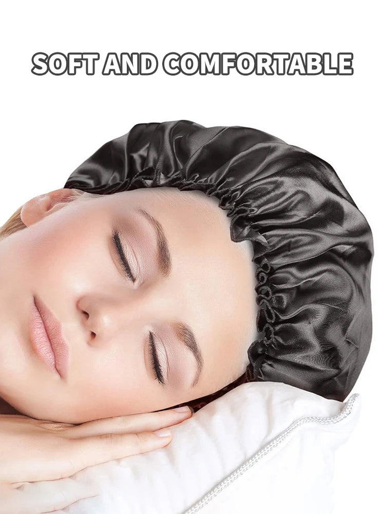 Lace Sleeping Cap Multifunctional Hair Care Cap Shower Cap Beauty Makeup Cap Imitation Silk Home Hat Suitable For Natural Curly