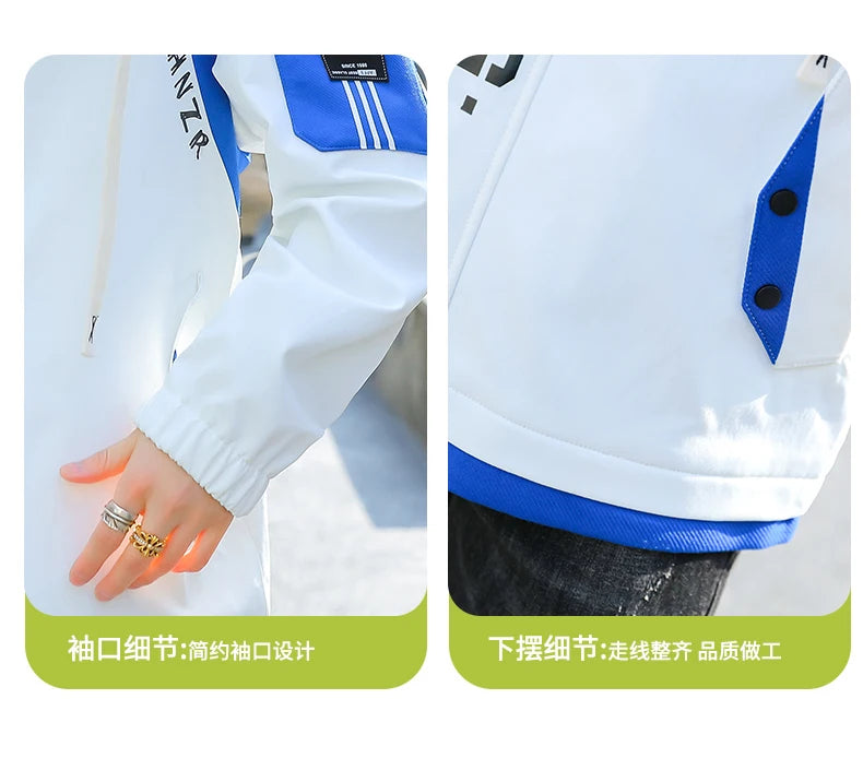Fashion Spring Autumn Casual Hooded Jacket For Men's Loose Coat Hip Hop Streetwear Zipper Windbreaker Youth Outdoor Top Clothing