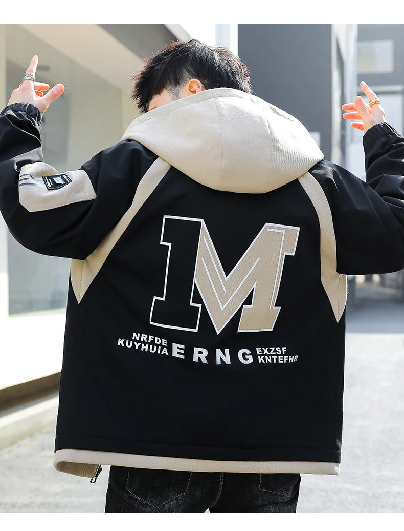 Fashion Spring Autumn Casual Hooded Jacket For Men's Loose Coat Hip Hop Streetwear Zipper Windbreaker Youth Outdoor Top Clothing