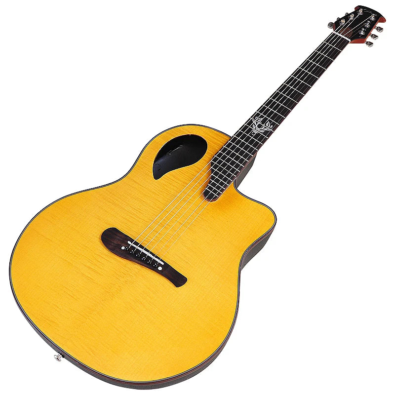 Ovation Model 41 Inch Round Back Electric Acoustic Guitar Cutaway Design 6 Strings Folk Style With Pick Up
