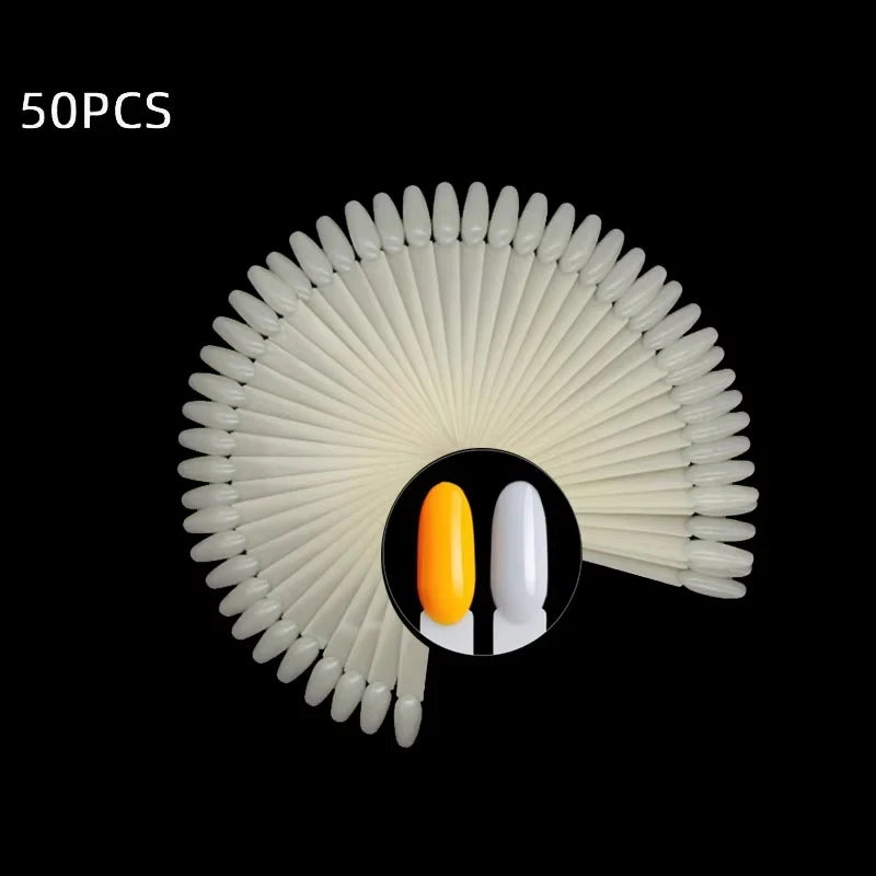 Clear Nature Black False Tips for Nail Art Display Oval Fan Style Nail Swatch Polish Stand Tips Practice Manicure Tools