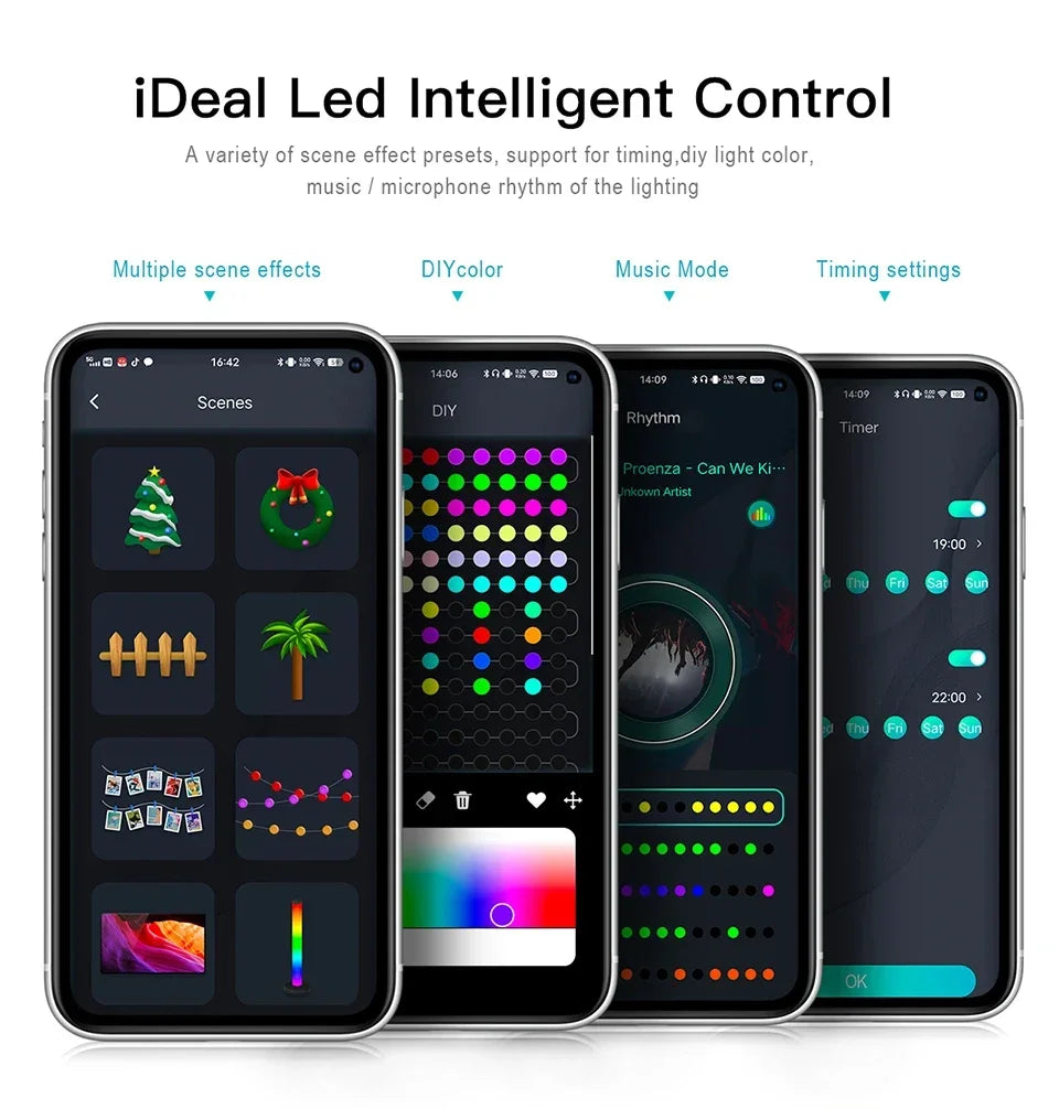 20M RGBIC USB 5V LED Sting Light Bluetooth Music APP WS2812 Programmable DIY Fairy Lights Birthday Party Garland Christmas Decor