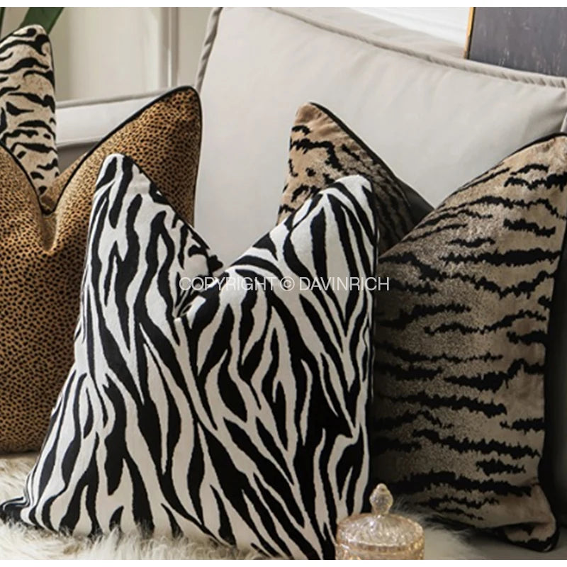 DAVINRICH Leopard Cheetah Dots Pattern Throw Pillow Covers Animal Skin Stripes Accent Cushion Case Modern Mediaeval Home Decor