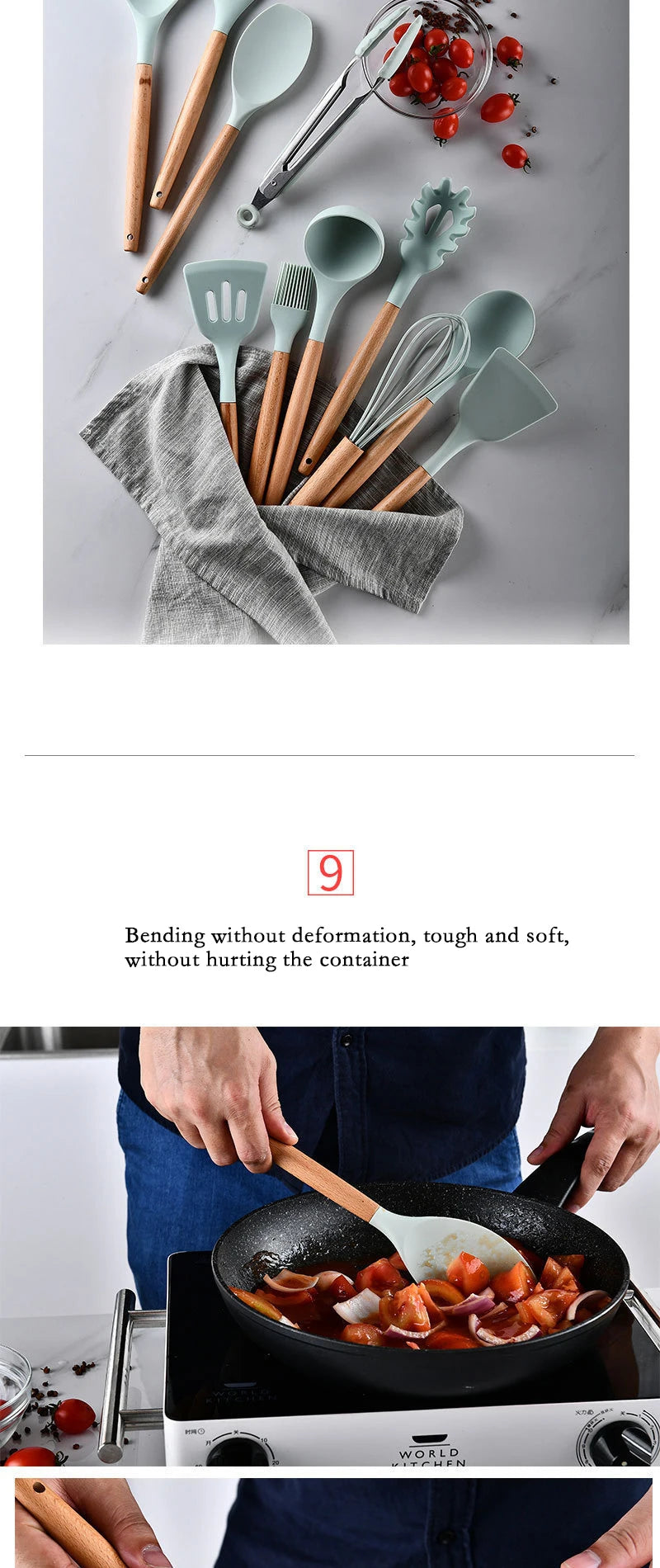 Heat Resistant Silicone Kitchenware Cooking Utensils Set Kitchen Non-Stick Cooking Utensils Baking Tools With Storage Box Tools