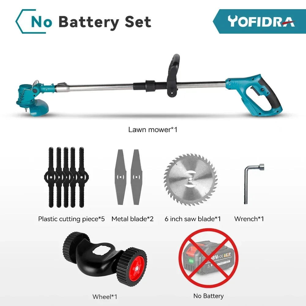Cordless Electric Lawn Mower Foldable Adjustable Trimmer Efficient Garden Pruning Cutting Power Tools For Makita 18V Battery