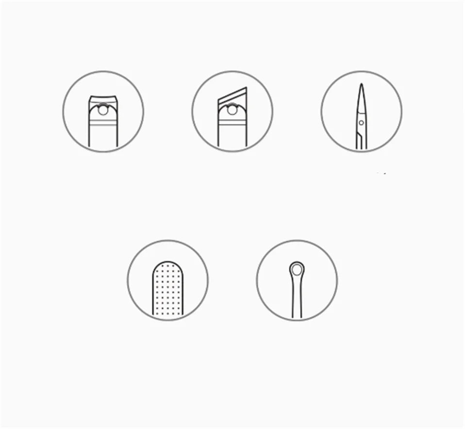 XIAOMI Mijia nail clipper five-piece set white high-quality stainless steel magnetic absorption simple five-piece set portable