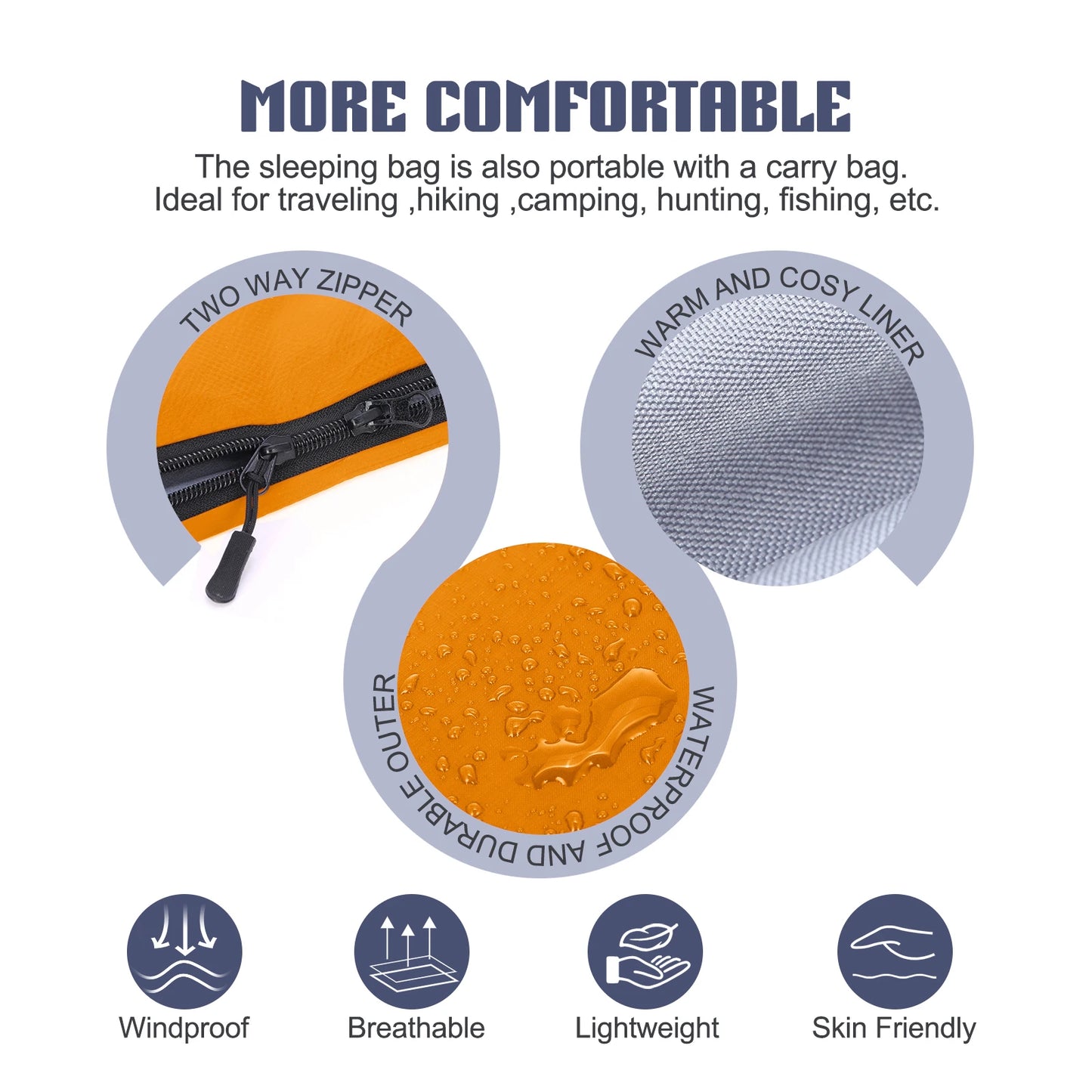 Tomshoo Ultralight Sleeping Bag for Adults 3 Season Outdoor Envelope Sleeping Bag for Camping Backpacking Travel Hiking Supplies