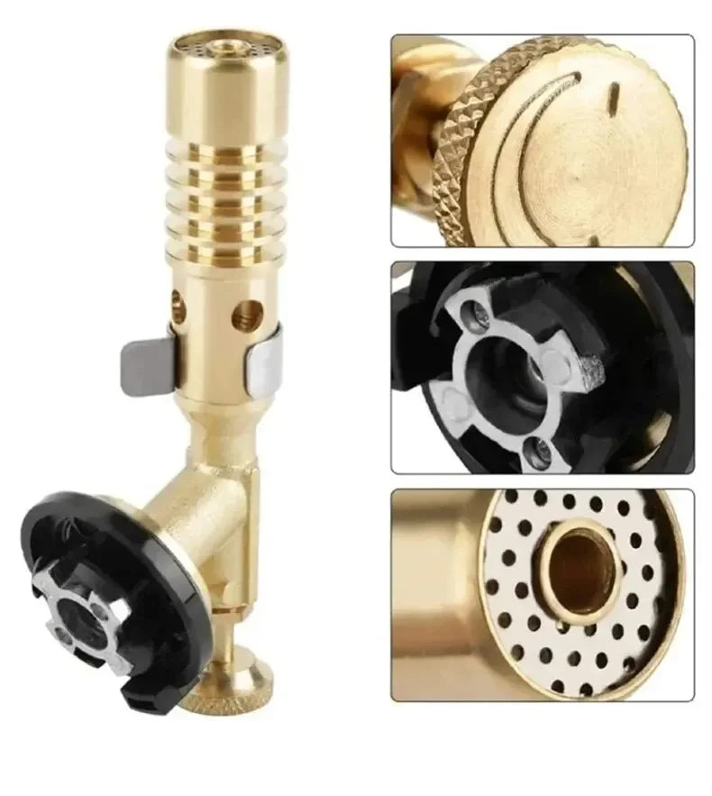 1set Picnic Barbecue Baking Cassette Stove Double-tube Spray Gun All-copper Flame Outdoor Barbecue Igniter Welding Gun Nozzle