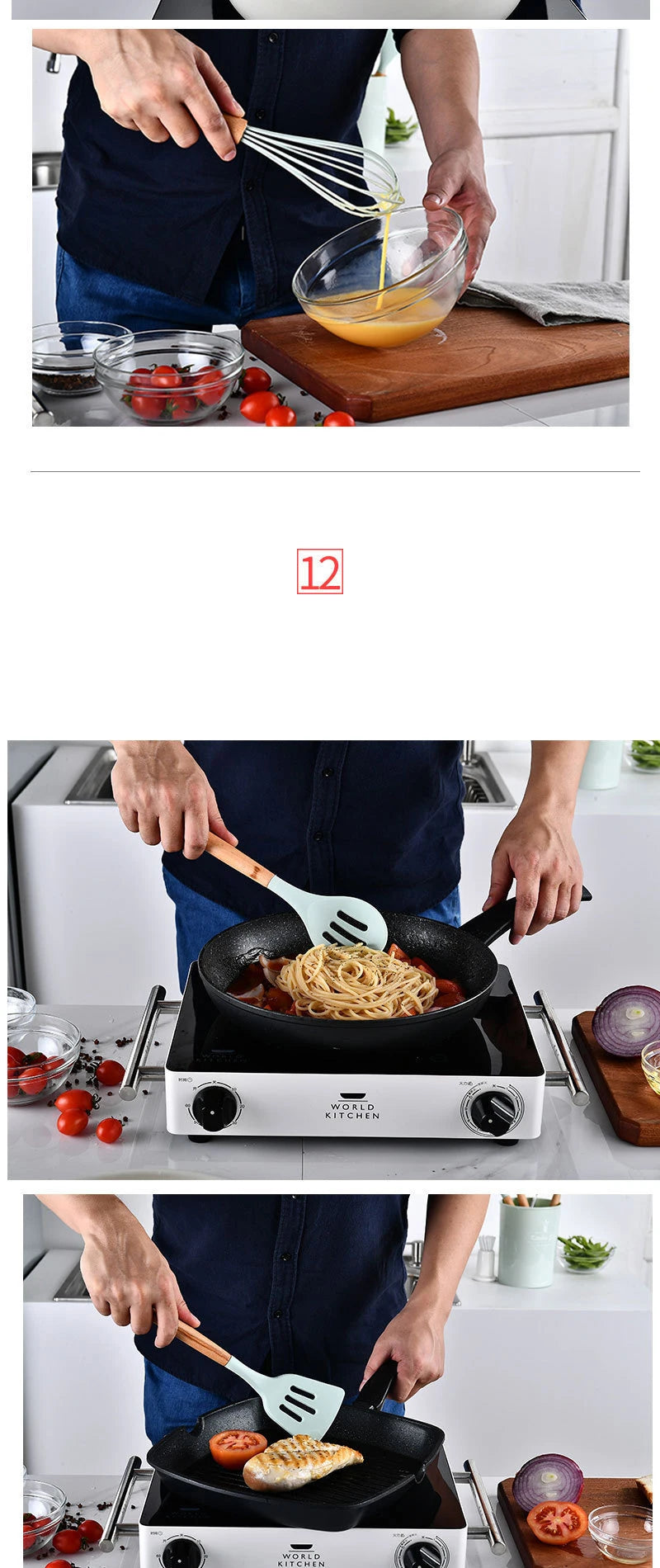 Heat Resistant Silicone Kitchenware Cooking Utensils Set Kitchen Non-Stick Cooking Utensils Baking Tools With Storage Box Tools