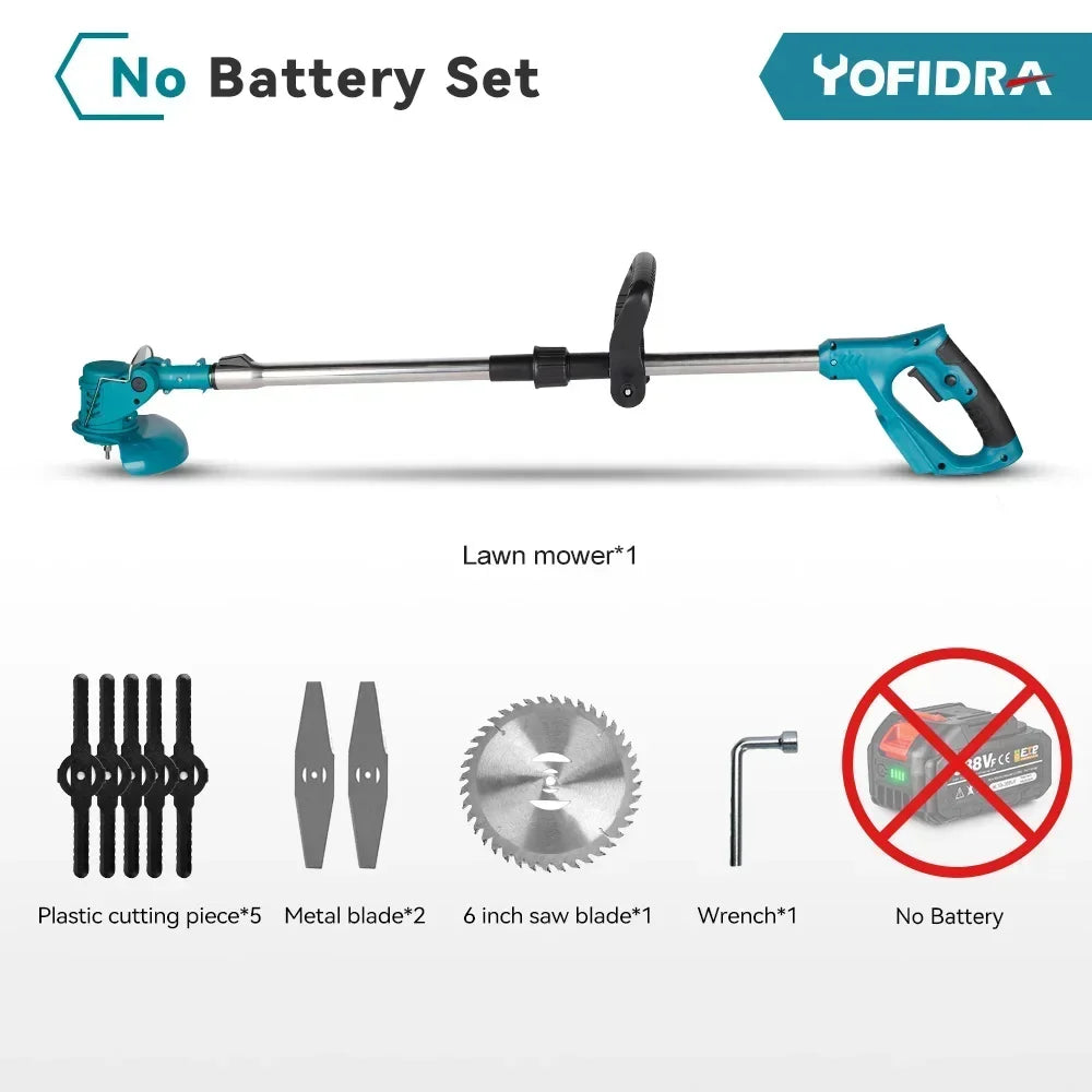 Cordless Electric Lawn Mower Foldable Adjustable Trimmer Efficient Garden Pruning Cutting Power Tools For Makita 18V Battery