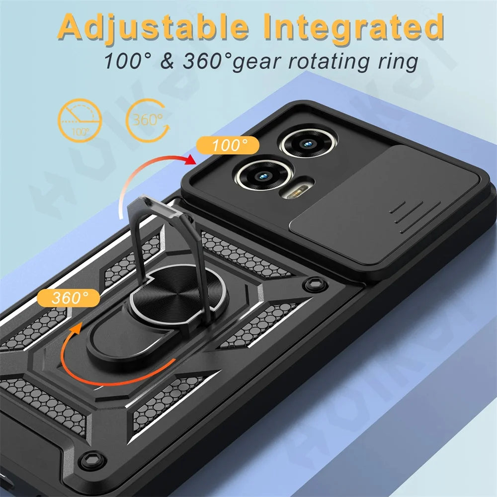 Case For Motorola Moto Edge 50 Pro Fusion 40 Neo G84 G54 4G Pro G34 G53 Camera Lens Cover Phone Case Ring Stand rotate Cover