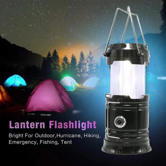 Solar Portable Lantern LED Flashlight Telescopic Torch Outdoor Camping Light Tent Lamp USB Rechargeable Emergency Work Light