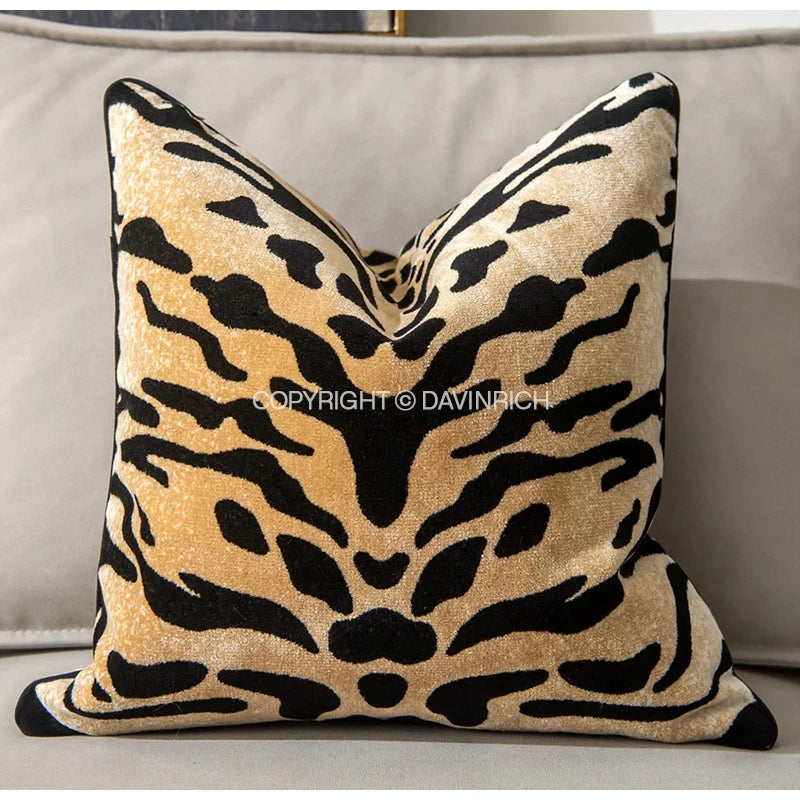 DAVINRICH Leopard Cheetah Dots Pattern Throw Pillow Covers Animal Skin Stripes Accent Cushion Case Modern Mediaeval Home Decor