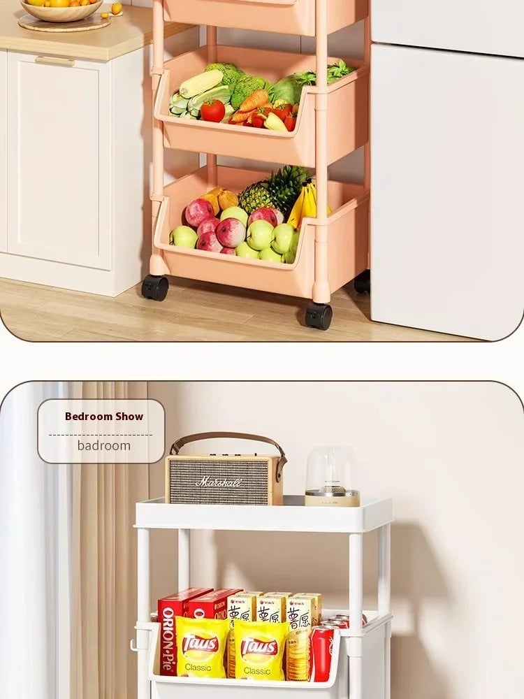 Rack Trolley Bookshelf Kitchen Storage Rack Kitchen Corner Narrow Slit Storage Cabinet Bathroom Living Room Snacks Rack