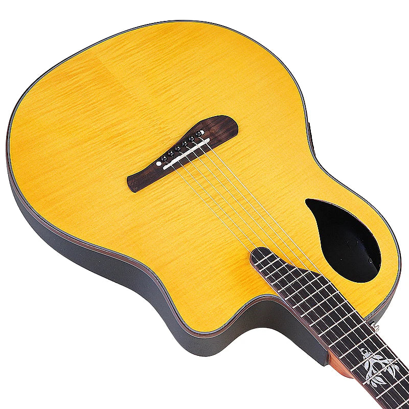 Ovation Model 41 Inch Round Back Electric Acoustic Guitar Cutaway Design 6 Strings Folk Style With Pick Up